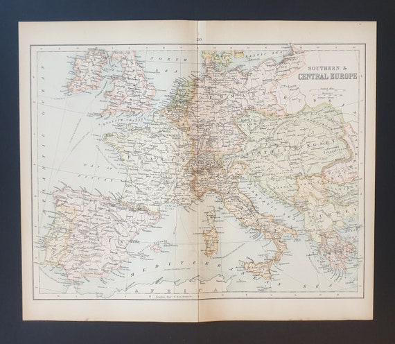 Southern and Central Europe - Original 1898 map