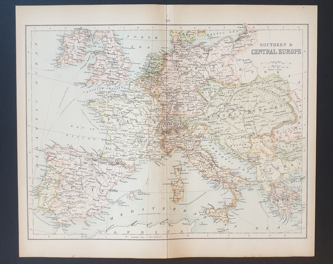 Southern and Central Europe - Original 1898 map