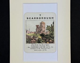 Scarborough - Original Vintage Counties of England Card in Mount