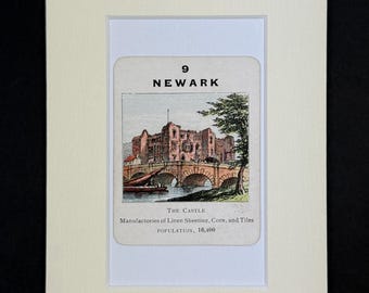 Newark - Original Vintage Counties of England Card in Mount