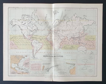 The Distribution of Winds over the Globe - Original 1877 map