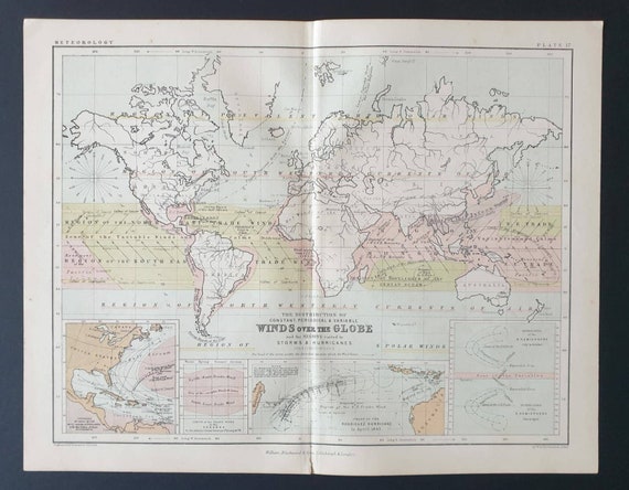 Original 1877 map - The Distribution of Winds over the Globe