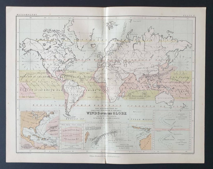 Original 1877 map - The Distribution of Winds over the Globe