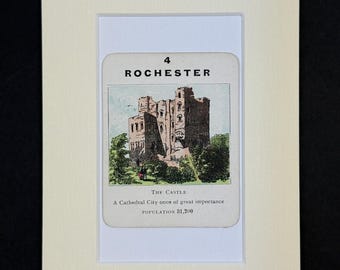 Rochester - Original Vintage Counties of England Card in Mount
