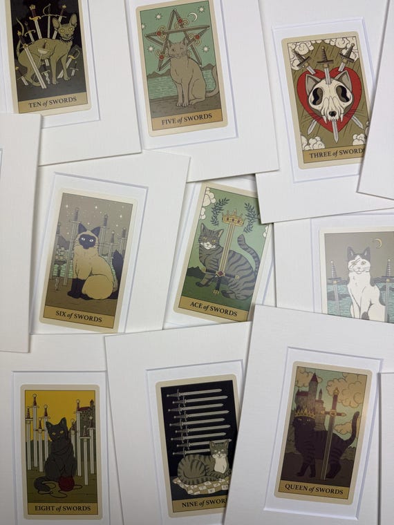 Original Cat Tarot Card in Mount - Swords
