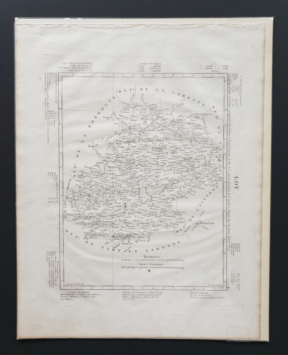 Original 1854 French department map - Lot