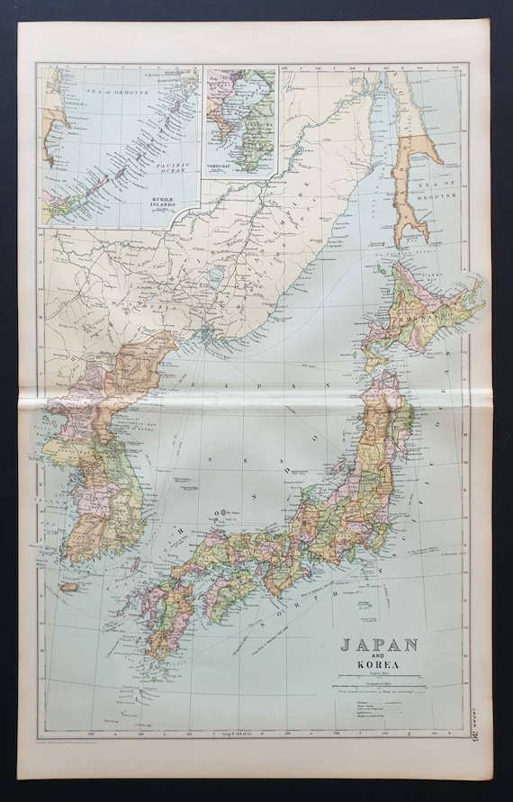 Original 1908 map - Japan and Korea