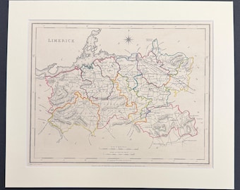 Limerick - Original 1850 Hand Coloured Map