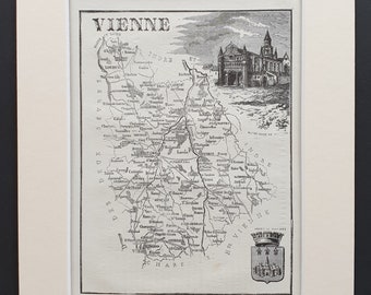 Vienne - Original 1865 map in mount