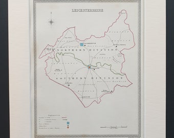 Leicestershire - Original 1835 map in mount