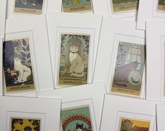 Original Cat Tarot Card in Mount - Cups