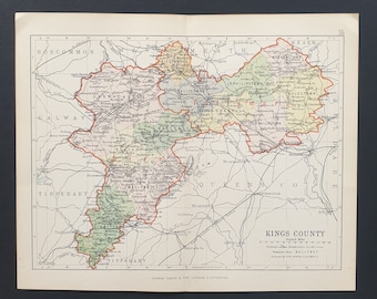 Kings County - Original 1888 Ireland county map