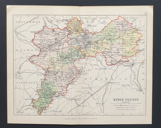 Kings County - Original 1888 Ireland county map