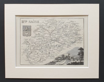 Haute Saône - Original 1865 map in mount