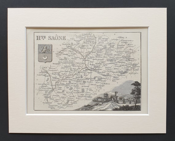 Haute Saône - Original 1865 map in mount