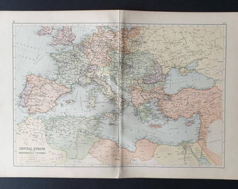 Central Europe and the Mediterranean Countries - Original 1903 map