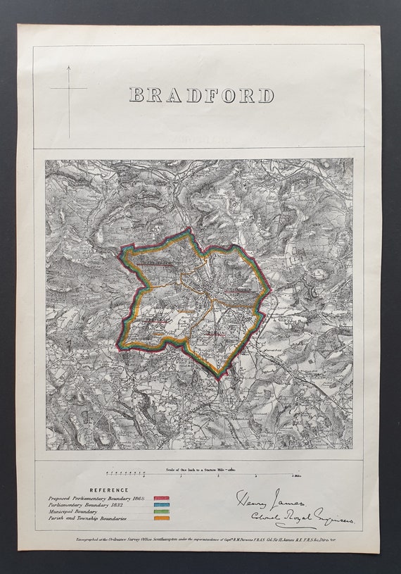 Bradford - Original 1868 Zincograph map
