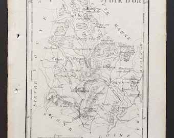 Cote d'Or - Original 1815 small French Department map