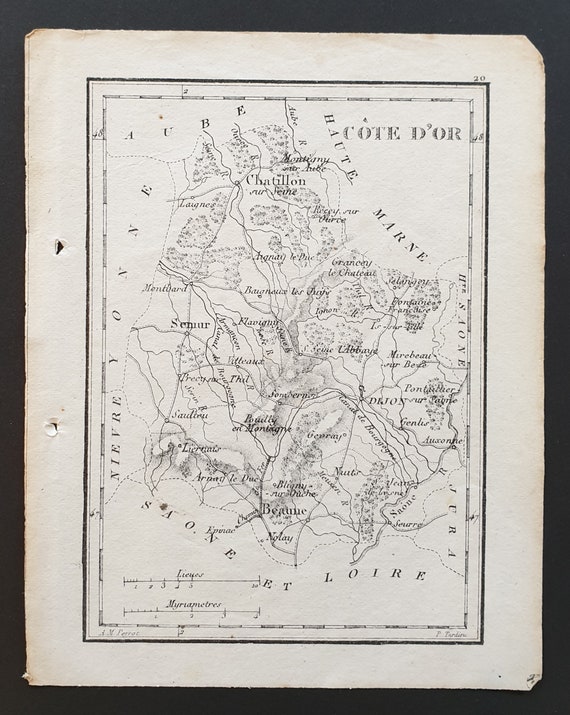 Cote d'Or - Original 1815 small French Department map