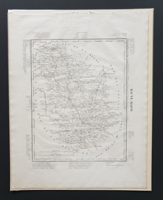 Original 1854 French department map - Haute Marne