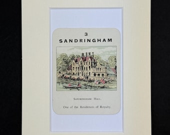 Sandringham - Original Vintage Counties of England Card in Mount