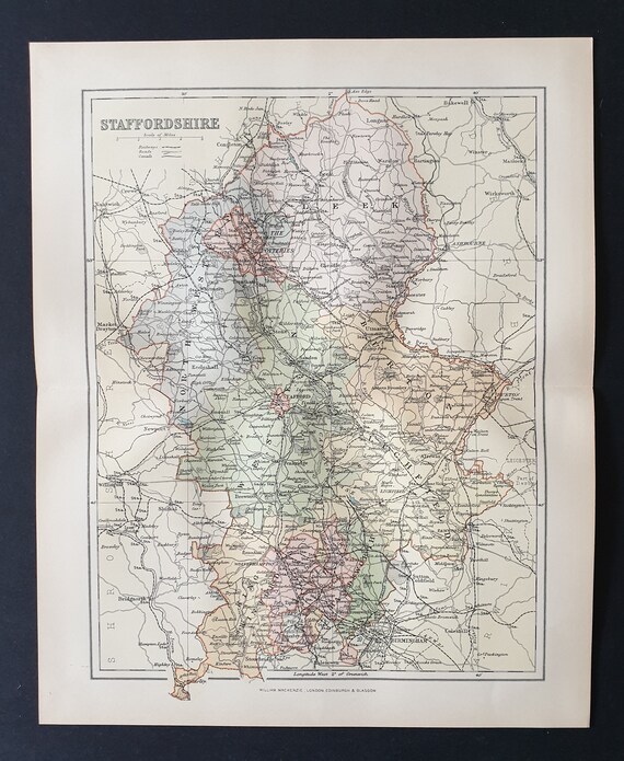 Staffordshire - Original 1895 County map