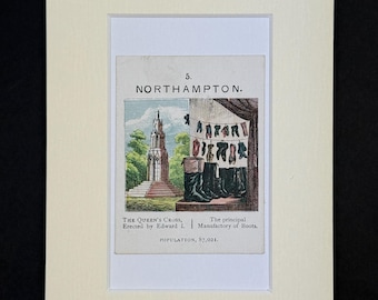Northampton - Original Vintage Counties of England Card in Mount