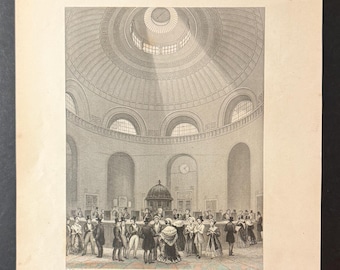 The Rotunda, Bank of England - Original Antique 1841 Engraving
