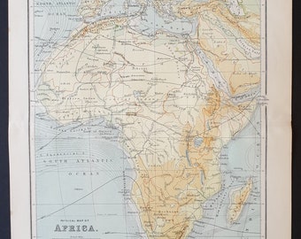 Physical map of Africa - Original 1902 map