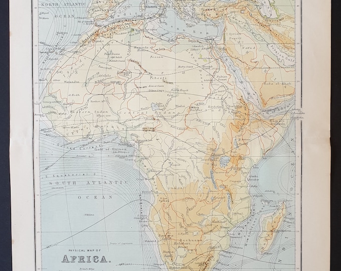 Physical map of Africa - Original 1902 map
