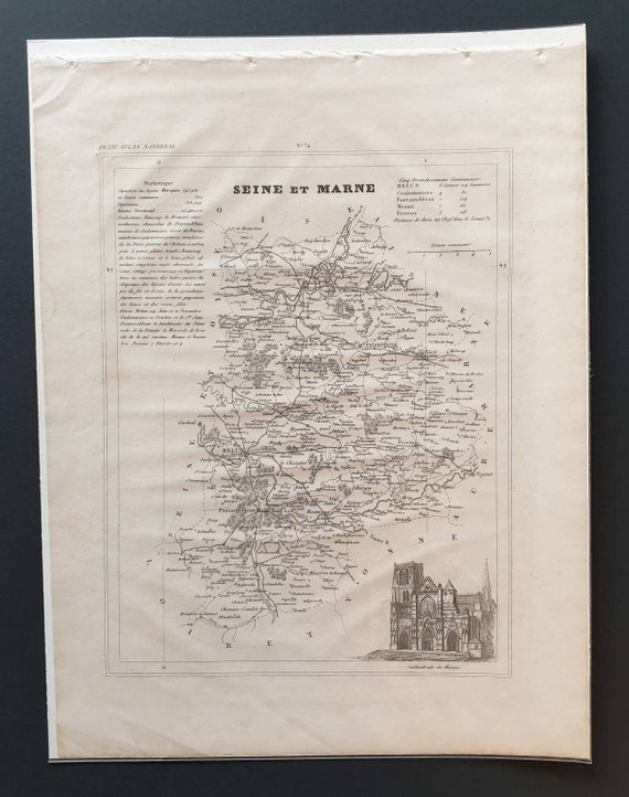 Original 1841 French department map - Seine et Marne