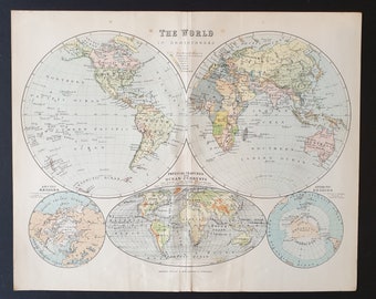 World Hemispheres - Original 1902 map