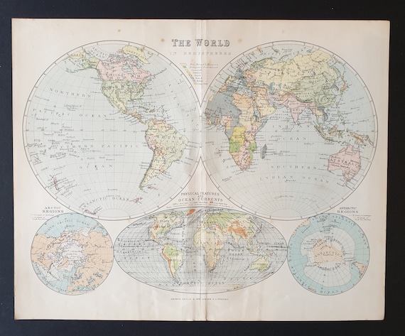 World Hemispheres - Original 1902 map