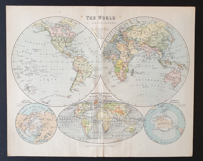 World Hemispheres - Original 1902 map