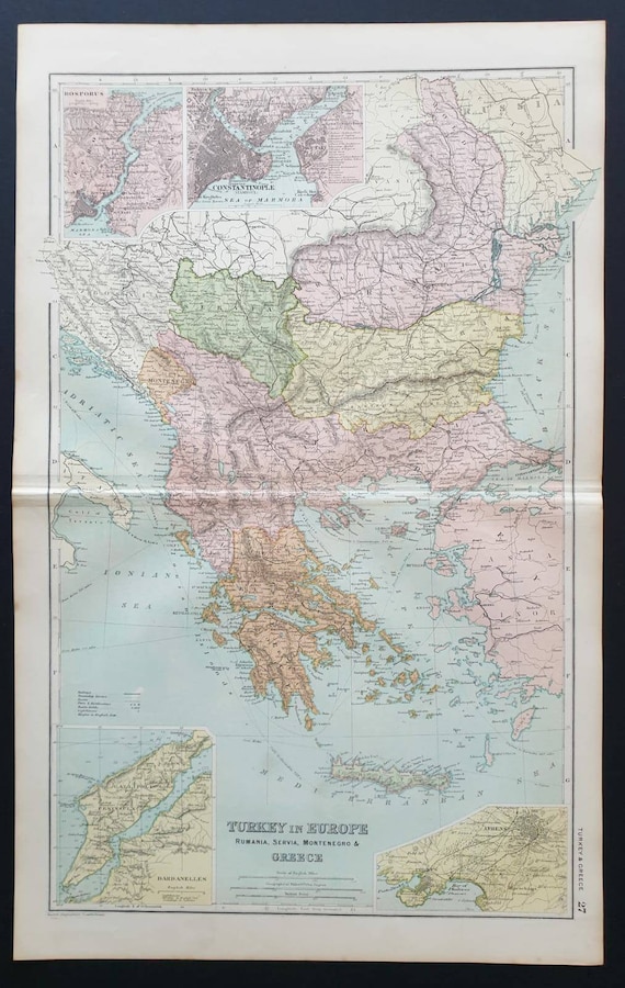 Original 1908 map - Turkey in Europe