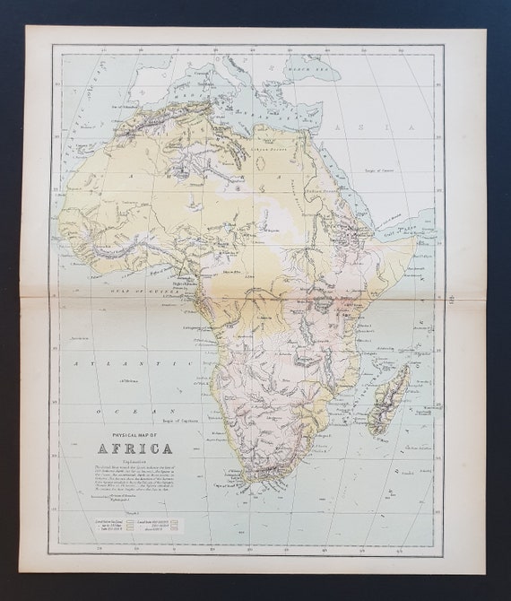 Physical map of Africa - Original 1898 map