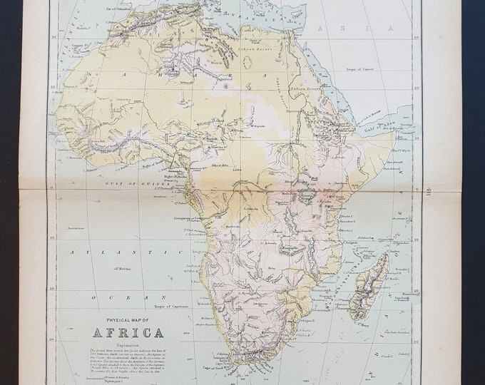 Physical map of Africa - Original 1898 map
