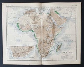 The Mountains, Table Lands, Plains and Valleys of Africa - Original 1877 map