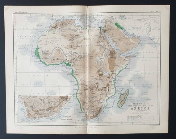 Original 1877 map - The Mountains, Table Lands, Plains and Valleys of Africa