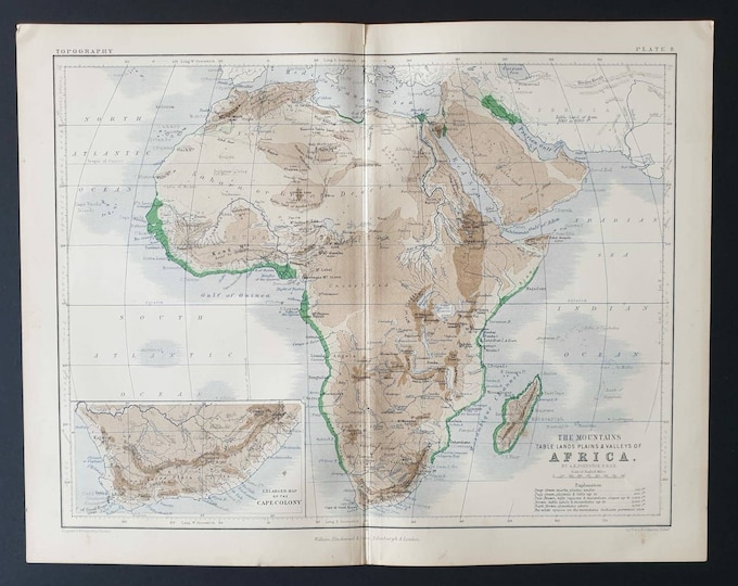 Original 1877 map - The Mountains, Table Lands, Plains and Valleys of Africa