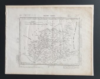 Basses Alpes - Original 1854 French department map