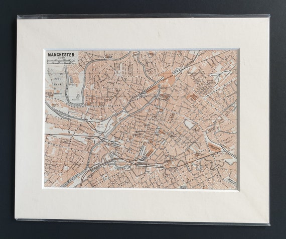 Manchester - Original 1927 map in mount