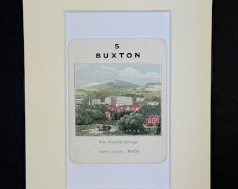 Buxton - Original Vintage Counties of England Card in Mount