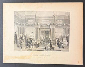 Madame Tussauds Exhibition - Original Antique 1841 Engraving