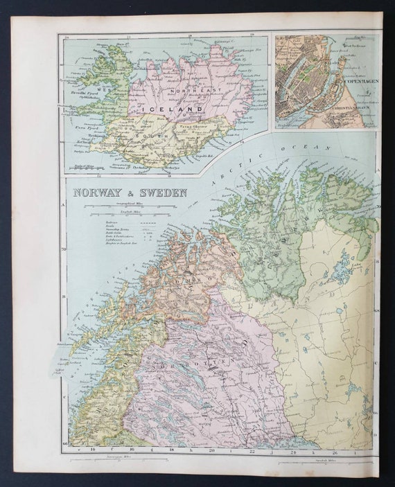 Original 1908 map - Iceland (Norway and Sweden)