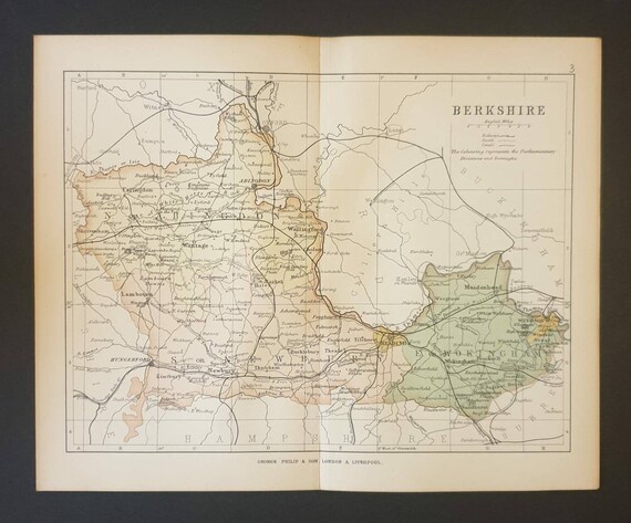 Original 1892 Antique County map - Berkshire