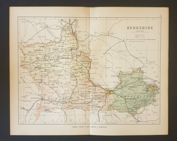 Original 1892 Antique County map - Berkshire