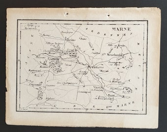 Marne - Original 1815 small French Department map