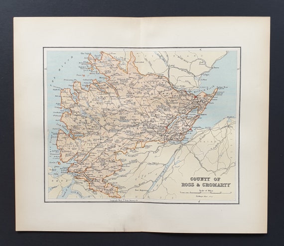 County of Ross and Cromarty - Original 1897 County map of Scotland