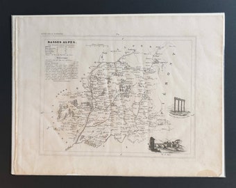 Basses Alpes - Original 1841 French department map